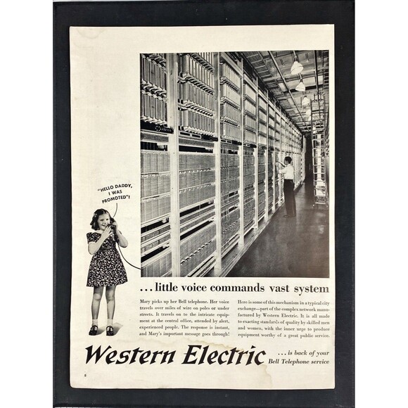 Western Electric "Little Voice Command Vast System" Vintage Print Ad 1940-41 - Picture 3 of 3